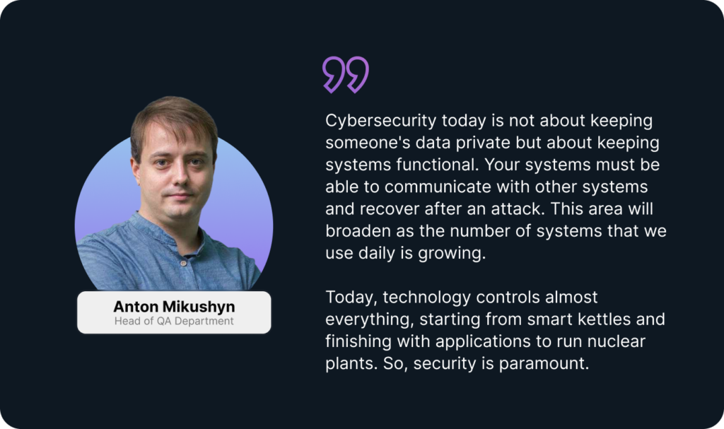 Anton Mikushyn: Head of QA Depatrtment and leader in information security services area of penetration testing.
