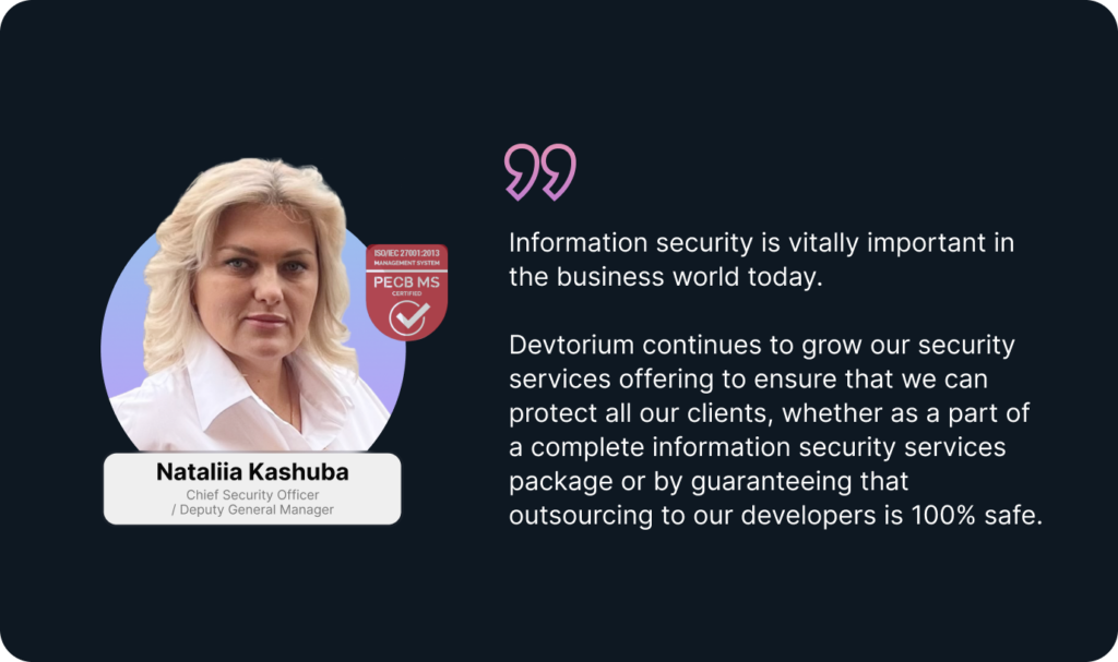 Nataliia Kashuba: Chief Information Security Officer.