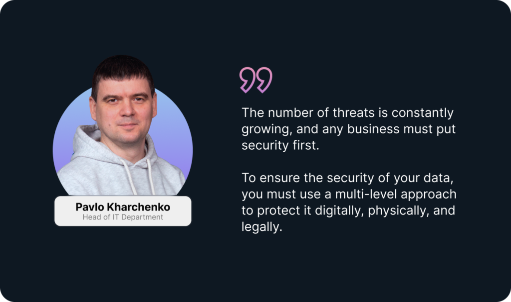 Pavlo Kharchenko: responsible for all documentation regarding information security services.